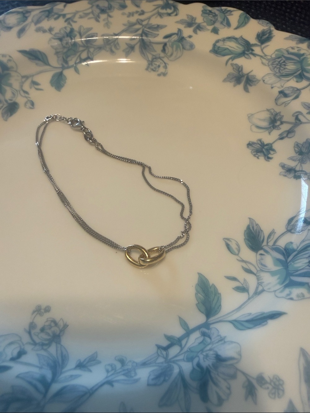 Gold Knot Pendant Silver Chain Bracelet - Women's Jewelry